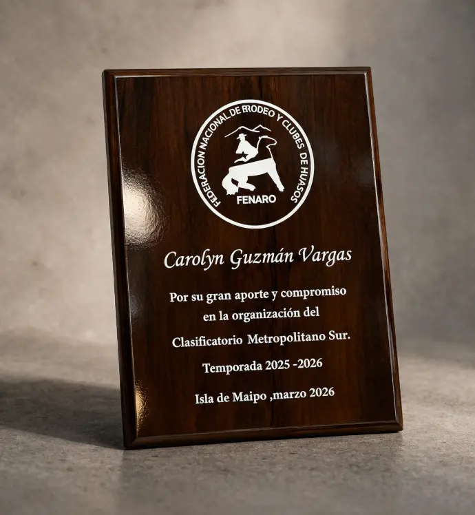 Galvano de madera enchapada para reconocimiento de empresas y clubes deportivos