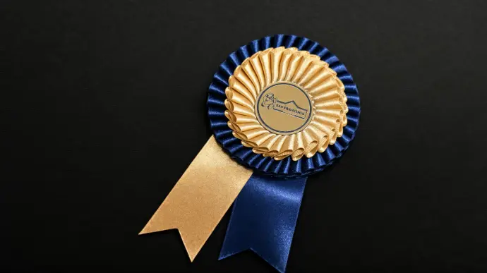 Escarapela de solapa echa a mano especial para distinciones y eventos corporativos 